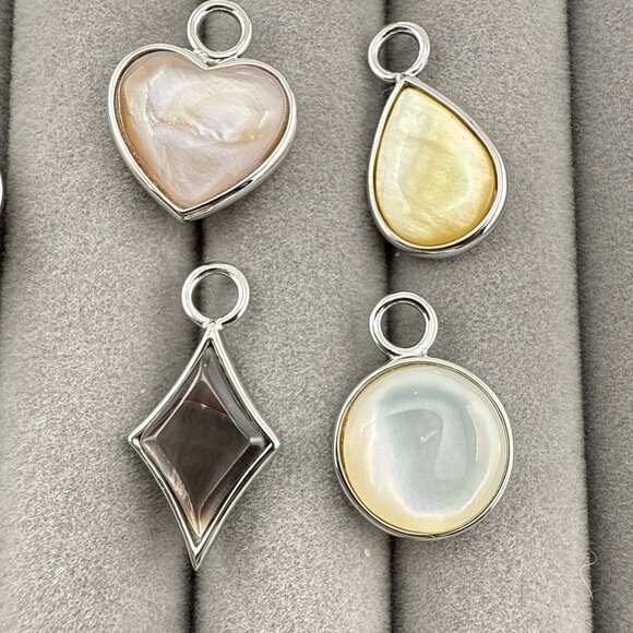 Honora Pearl Earrings Interchangeable 4 Charms Heart Sterling Silver Dangle Drop - Picture 3 of 9